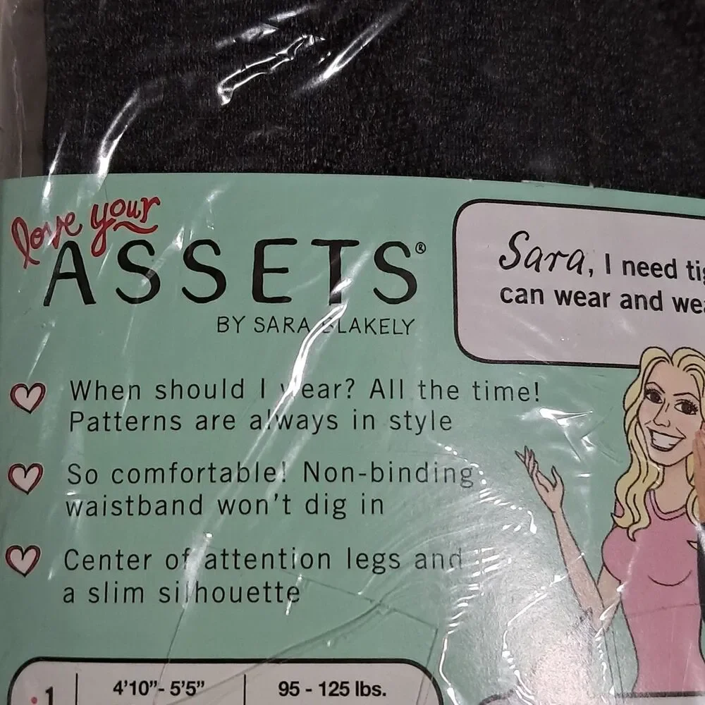 Assets by SPANX Size 2 Black Tights Flipside Diamond Reversible Shaping NEW